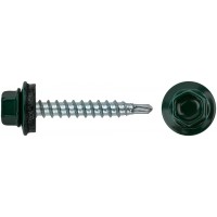 Шурупы кровельные со сверлом 4.8 х 32, темно-зеленый RAL-6005 (фасовка 250шт) (23565-4)
