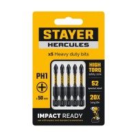 Биты торсионные HERCULES, PH1, 50 мм, 5 шт STAYER 26231-1-50-5