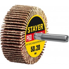 Круг шлифовальный лепестковый d 50 x 20 мм, P60, на шпильке d 6 мм STAYER 36607-060