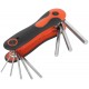 Ключи шестигранные HEX CrV 8 шт.( 1,5-8 мм ) складные, прорезиненный держатель