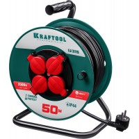 Силовой удлинитель на катушке 3 x 1.5 мм? 50 м P-315 ПВС 3500 Вт IP44 KRAFTOOL 55084-50