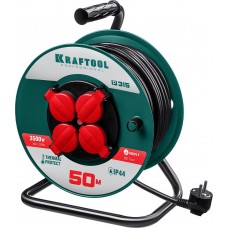 Силовой удлинитель на катушке 3 x 1.5 мм? 50 м P-315 ПВС 3500 Вт IP44 KRAFTOOL 55084-50