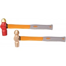 Молоток с круглым бойком 910 гр BeCu рукоятка фибергласс, искробезопасный 187-1010, HORTZ