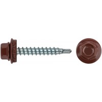 Шурупы кровельные со сверлом 4.8 х 32, бордовый RAL-3009 100шт. Фасовка (23562-0)