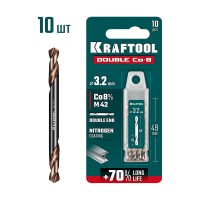 Сверло двухстороннее 3.2?49 мм по металлу DOUBLE Сo-8 сталь M42+8%Co класс А KRAFTOOL 29654-3.2-10