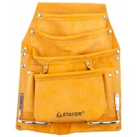 Сумка поясная для инструментов с 8 карманами кожаная, 2 скобы STAYER 38505