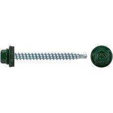 Шурупы кровельные со сверлом 4.8 х 50 зеленый 100шт , RAL 6002 Фасовка (23542-0)