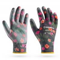GRINDA PROTECT, M (8), садовые перчатки с прозрачным нитриловым покрытием, чёрные, 13 класс (11296-M)