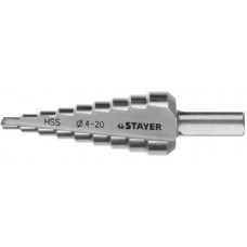 Сверло ступенчатое 4-20 мм, 9 ступеней, сталь HSS STAYER 29660-4-20-9
