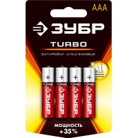 Батарейки алкалиновые TURBO, AAA x 4, 1.5 В ЗУБР 59211-4C_z01