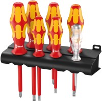 Набор диэлектрических отвёрток 7 пр. пробник подставка PH 1-2 SL 2.5-3.5-4-5.5 Rack VDE серия 160 i/162 i/7 Wera WE-006147