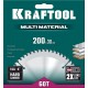 Пильный диск по алюминию Multi Material, 200 х 30 мм, 60Т KRAFTOOL 36953-200-30