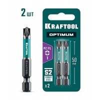 Биты OPTIMUM PZ/FL1 50 мм 2 штуки KRAFTOOL 261241-1-50-2