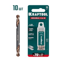Сверло двухстороннее 4.8?62 мм по металлу DOUBLE Сo-8 сталь M42+8%Co класс А KRAFTOOL 29654-4.8-10