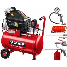 Компрессор безмасляный 200 л/мин, 24 л, 1500 Вт, 6 предметов ЗУБР КП-200-24 Н6