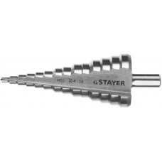Сверло ступенчатое 4-39 мм, 14 ступеней, сталь HSS STAYER 29660-4-39-14