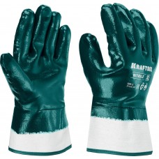 Перчатки HYKRAFT Heavy Duty - особопрочные, XL (10), с крагой, нитриловое покрытие, высокая защита от нефтепродуктов KRAFTOOL 11288-XL