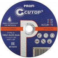 Профессиональный диск отрезной по металлу и нержавеющей стали Cutop Profi Т41-180 х 1,8 х 22,2 мм (39990т)