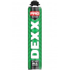 Монтажная пена PRO, 750 мл, пистолетная, всесезонная, выход до 30 л DEXX 41126