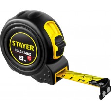 Рулетка с двумя фиксаторами BlackMax 8 м х 25 мм Professional STAYER 3410-08