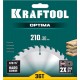 Пильный диск по дереву Optima, 210 х 30 мм, 36Т KRAFTOOL 36951-210-30