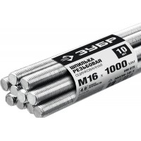 Резьбовая шпилька М16 x 1000 мм, кл. пр. 4.8, цинк, 10 шт ЗУБР DIN 975 30330-16-1