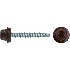 Шурупы кровельные со сверлом 4.8 х 38 коричневый 100шт , RAL 8017 Фасовка (23535-0)
