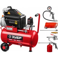 Компрессор масляный 240 л/мин, 24 л, 1500 Вт, 6 предметов ЗУБР КПМ-240-24 Н6