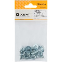 Комплект:Болт DIN933 8х30, с гайкой М8 DIN934, шайбой М 8 DIN125, шайбой пруж. М8 DIN127 (фасовка 5шт.) (24812-3)