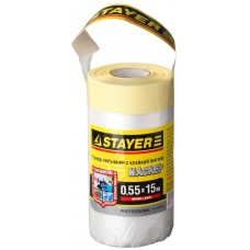 Защитная пленка-маскер с клейкой лентой 0,55 х 15 м, 9 мкм ПВД STAYER 12255-055-15