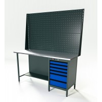 RUNTEC RTS16Z-TS6-NS-P16-P16-5005 Верстак серии Standart, 1600 мм, оцинк, тумба с 6-ю ящиками, экран 1000, синий RAL 5005 (RTS16Z-TS6-NS-P16-P16-5005)