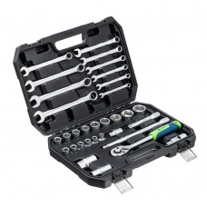 Набор инструментов, 1/2, пластиковый кейс, 32 предмета// Сибртех