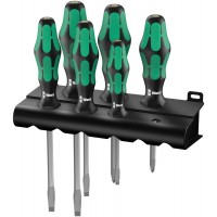 Набор отвёрток 6 пр. подставка PZ 1x80/2x100 SL 0.6x3.5x75/0.8x4.0x90/1.0x5.5x100/1.2x6.5x125 Kraftform Plus Lasertip серия 334/355 SK/6 Wera WE-007681