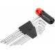 Ключи TORX 9 шт. CrV Т10-Т50, с отверстием, длинные, с пласт.Т-обр.ручкой, Профи
