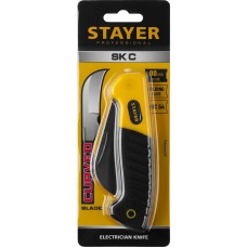 Нож монтерский складной изогнутое лезвие Professional STAYER 45409