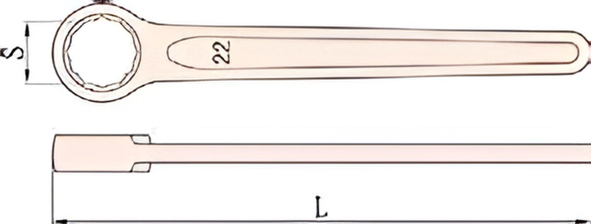Ключ накидной прямой односторонний 50 искробезопасный сплав AlCu 156-50, HORTZ