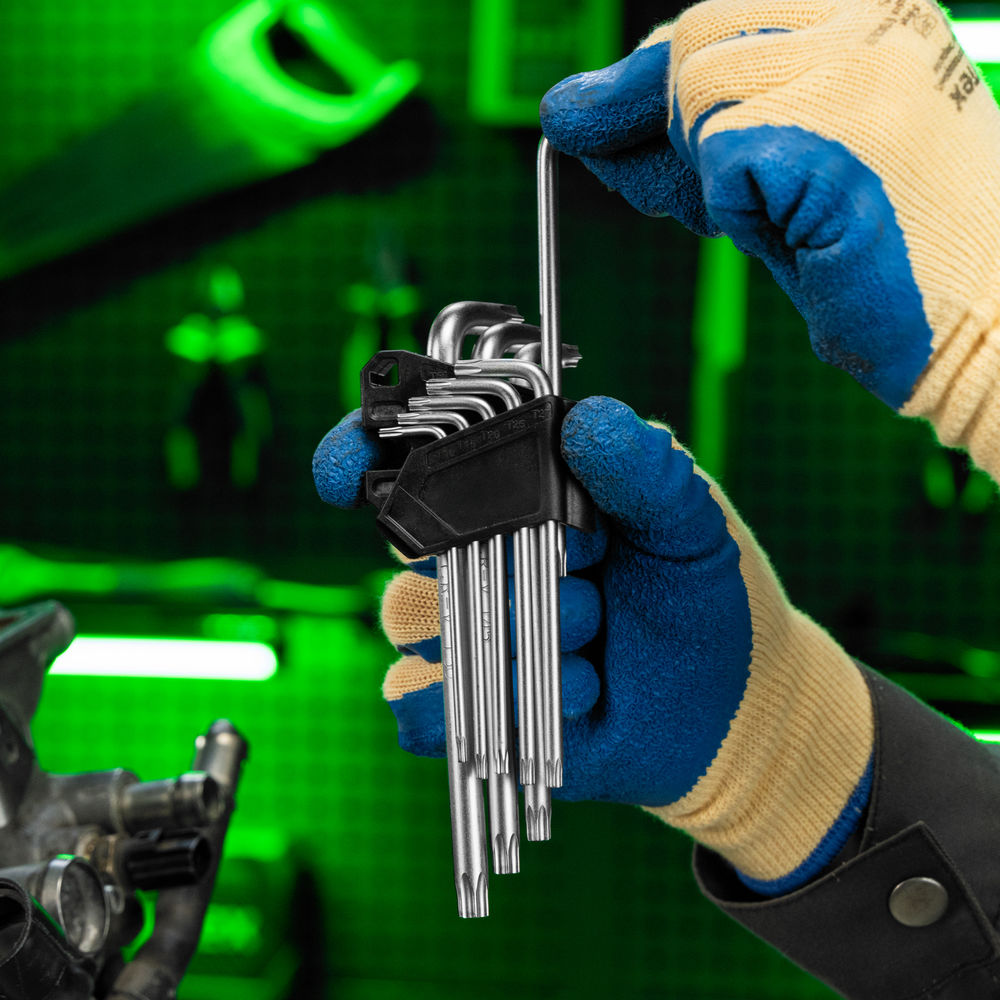 Набор ключей имбусовых Torx-Tempered, TT10-50, CrV, 9 шт., удлиненные Сибртех