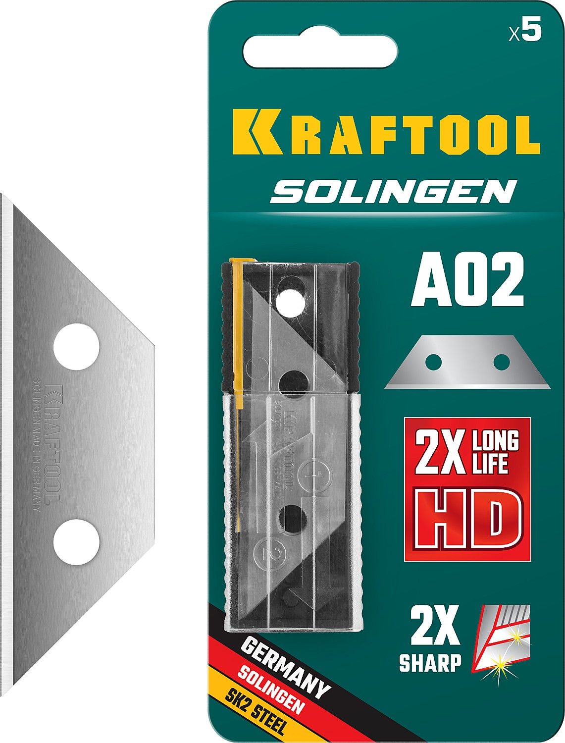 KRAFTOOL Solingen-А02, 5 шт, трапециевидные лезвия (09627-S5_z02)