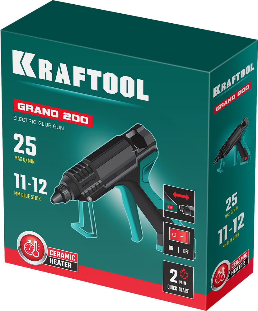 Электрический термоклеевой пистолет Grand, d 11 - 12 мм, 25 г/мин KRAFTOOL 06839