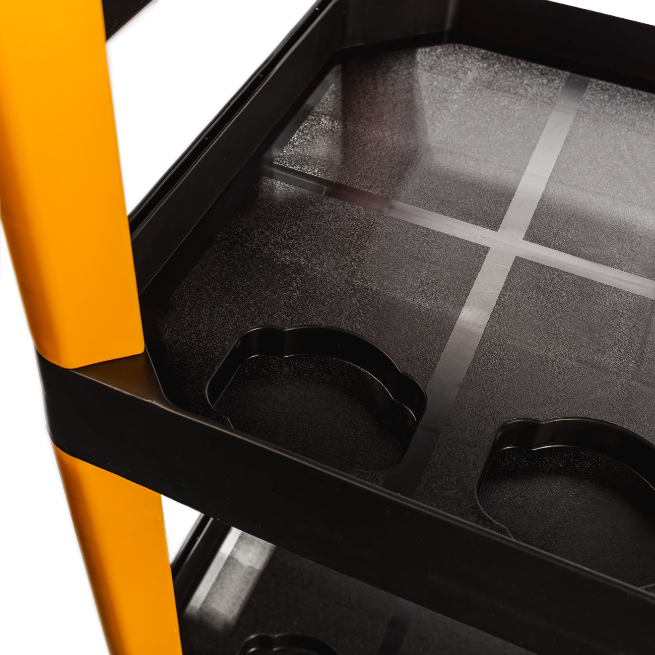 Тележка с тремя открытыми полками (перфорированная боковина с крючками), черная RUNTEC RT-PP3