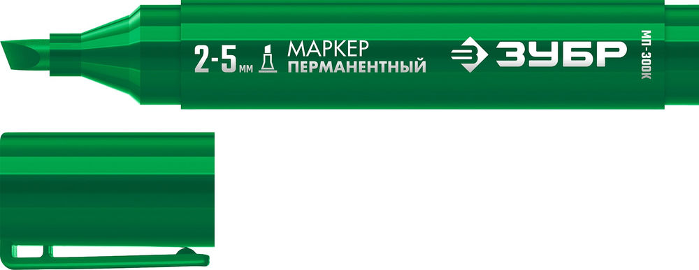 Перманентный маркер клиновидный МП-300К зеленый, 2-5 мм ЗУБР 06323-4