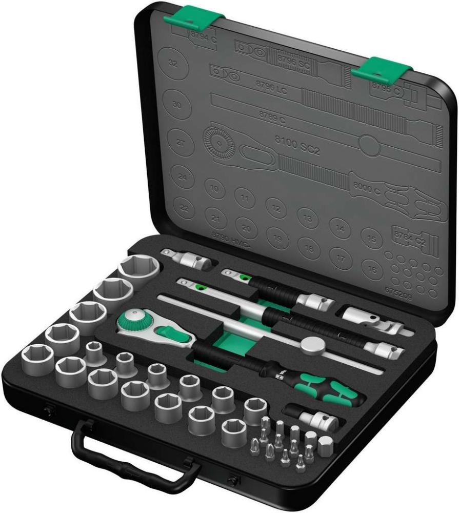 Набор с трещоткой 1/2 37 пр. Zyklop Speed серия 8100 SC 2 Wera WE-003645