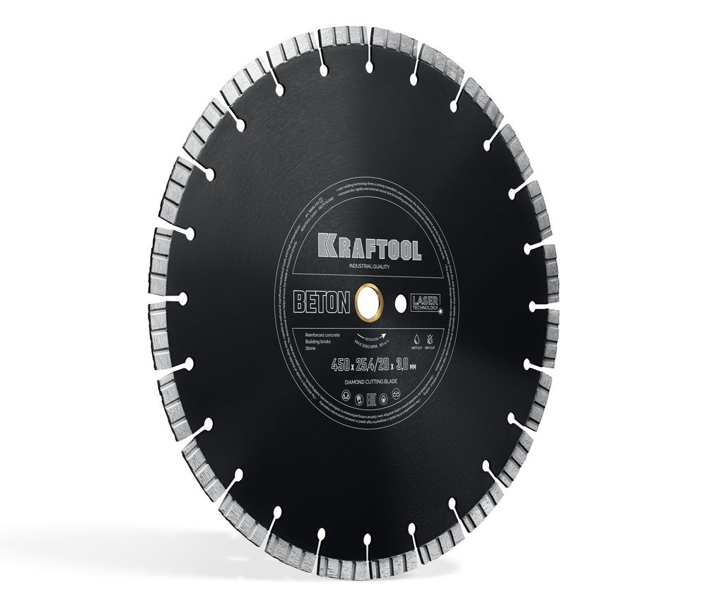 Алмазный диск BETON, 450 мм (25.4/20 мм, 12?3.8 мм) KRAFTOOL 36686-450_z01