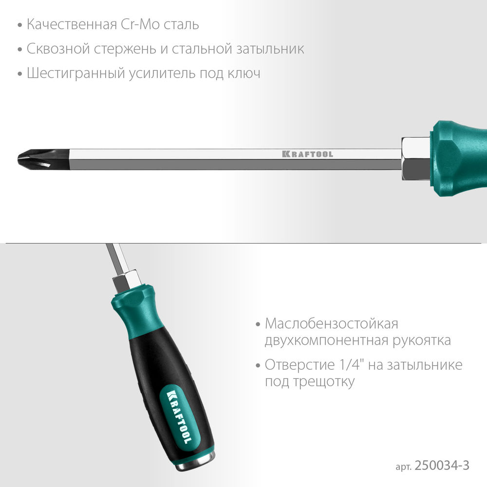 Отвертка ударная PH3 Impact KRAFTOOL 250034-3