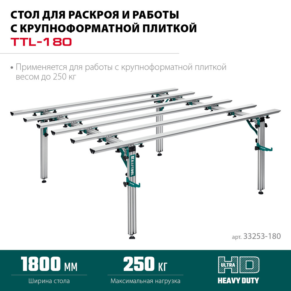 Стол для работ с крупноформатными листовыми материалами TTL-180, 180х140х70 см, макс 250 кг KRAFTOOL 33253-180