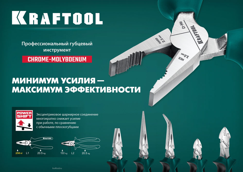 Комбинированные плоскогубцы KraftMax, 200 мм, с эксцентриковым шарниром KRAFTOOL 22011-1-20_z01