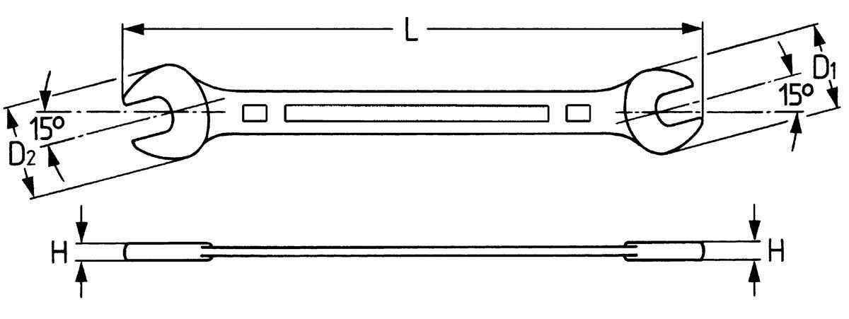 Ключ гаечный рожковый двусторонний 16x17 мм, Cr-V, хром, DIN 3110, HEYCO HE-50800161780