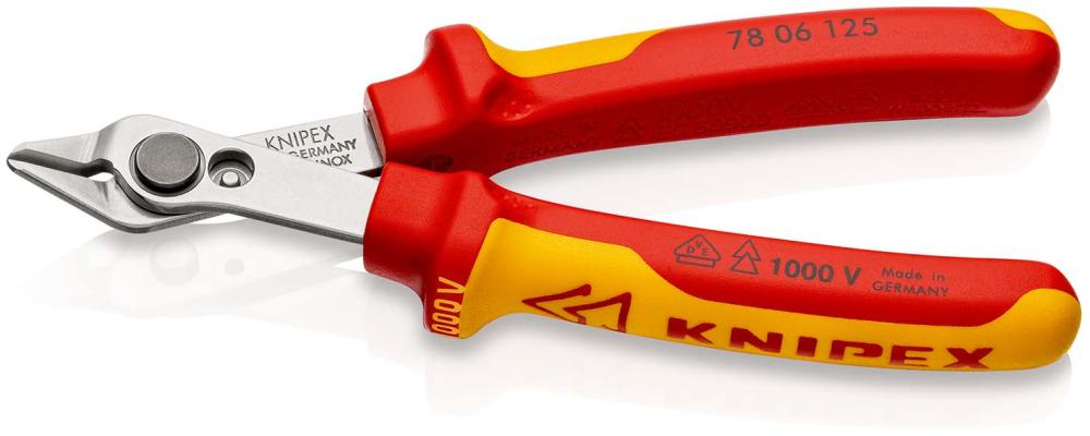 Бокорезы прецизионные Super Knips 125 мм, VDE, нерж., 2-комп диэлектрические ручки Electronic KN-7806125
