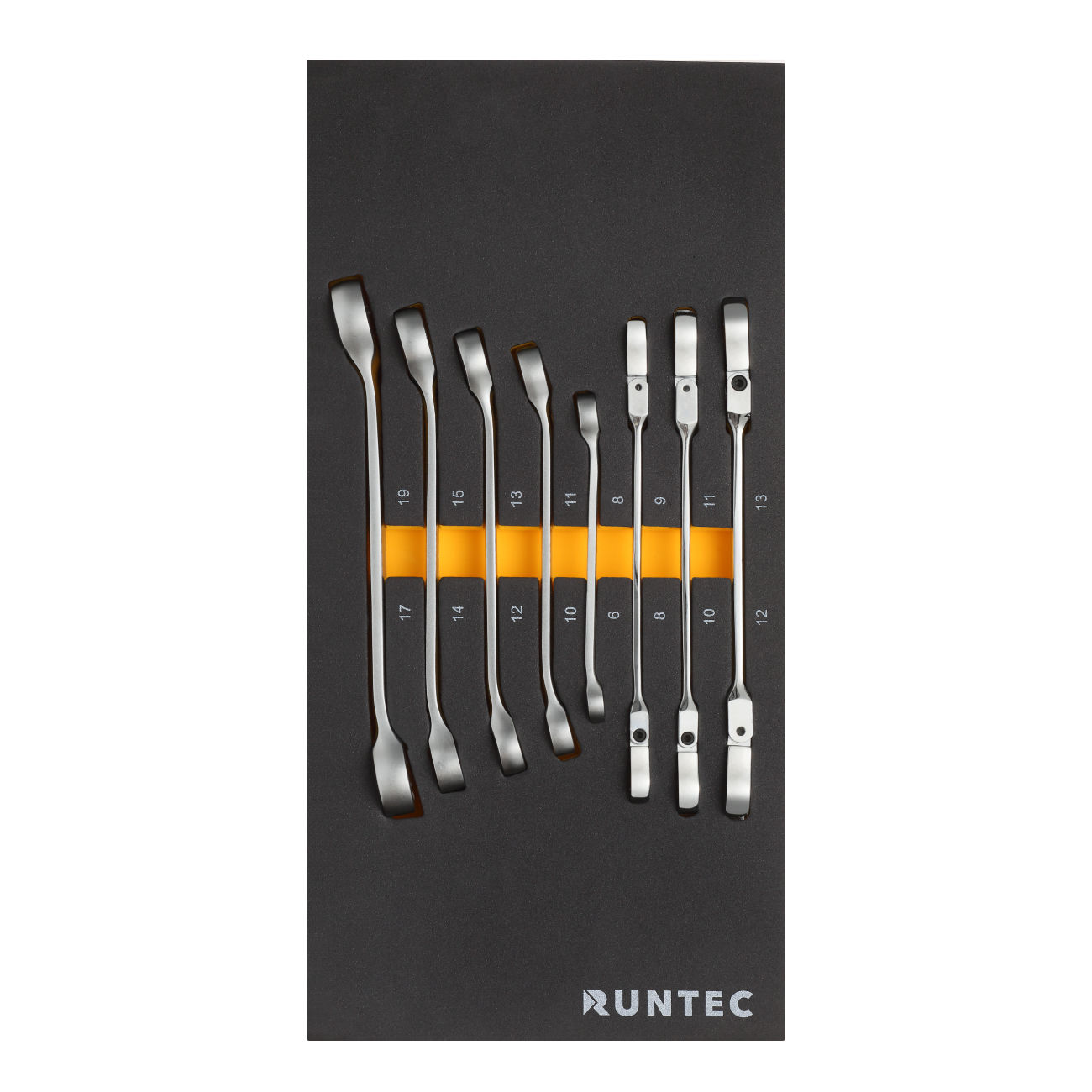 RUNTEC RT-WFE8 Набор ключей разрезных стандартных и шарнирных RUNTEC 6-19 мм в ложементе EVA, 8 предметов (RT-WFE8)