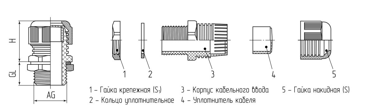 Ввод кабельный пластиковый M-L 20 (6-12 мм) (Fortisflex) (85477)